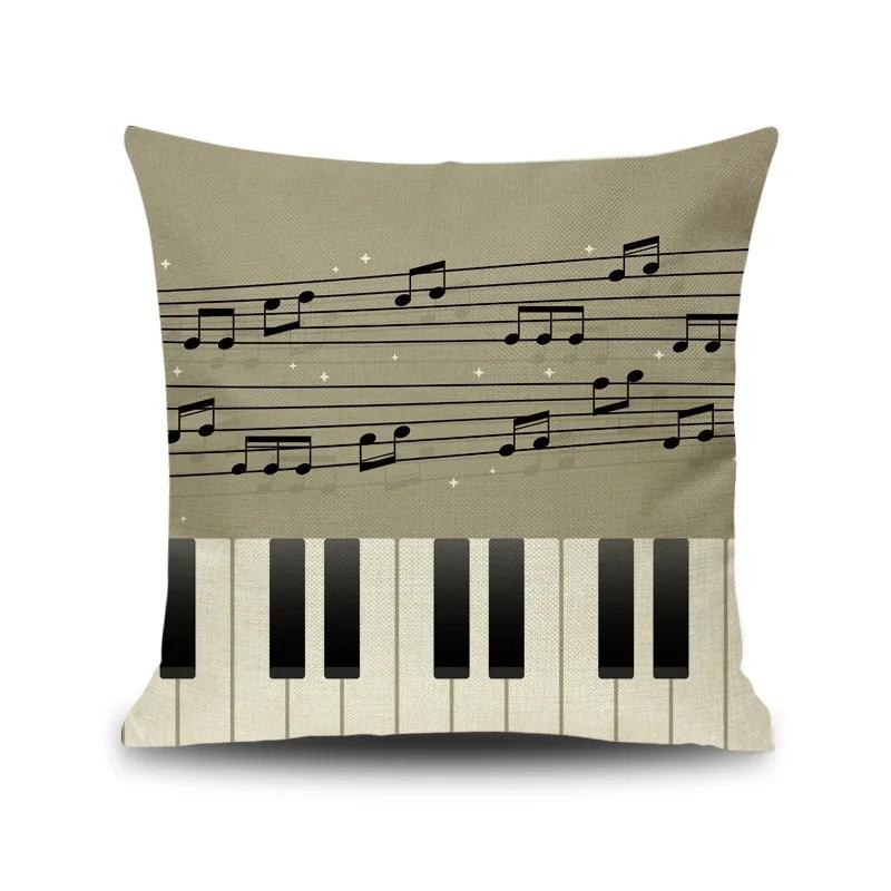 45X45CM Piano Key Wonderful Notes Decorative Pillowcase Car Sofa Art Piece Office Seat Cushion Cover Home Decoration