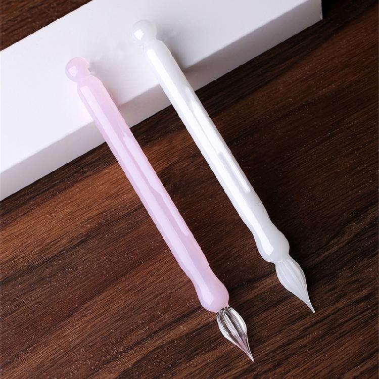 Pluma de Cristal Corta Portátil para Escribir, Bocetar, Diario, Pluma de Caligrafía Portátil para Artista Principiante