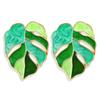 1 Pair Of Women Earrings Alloy Bohemian Style Drop Oil Green Leaf Earrings