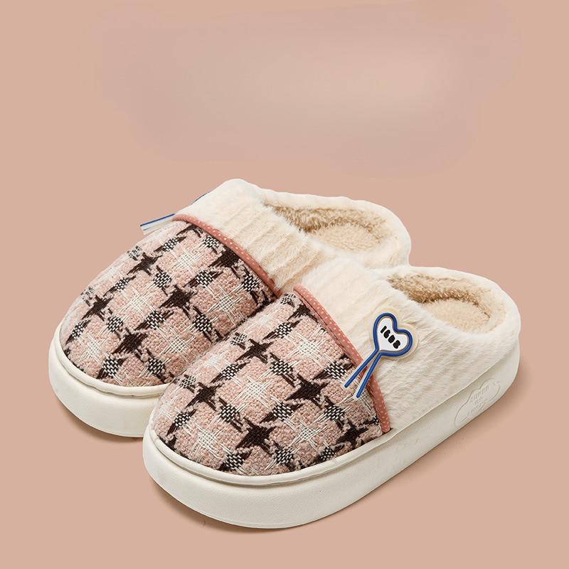 Thick Soled Cotton Slippers for Home Warmth and Non-slip