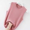 Summer New Round Neck Vest Women's Wide Shoulder Strap Versatile Ice Silk Thin Sleeveless Knitted Solid Color Outerwear Top