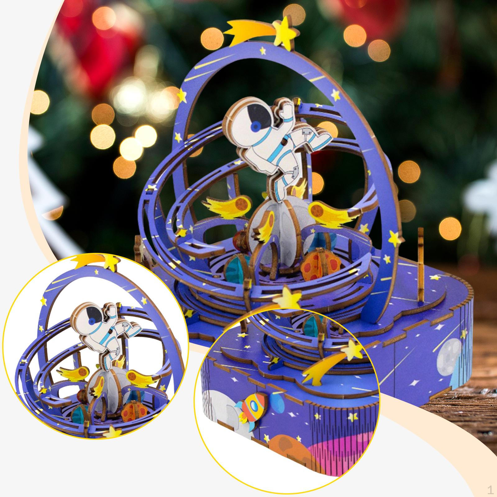 

Material Christmas Music Box Lighting Creative Ornament Collection Miniature Toys Musical for 14.8x15.3x19cm