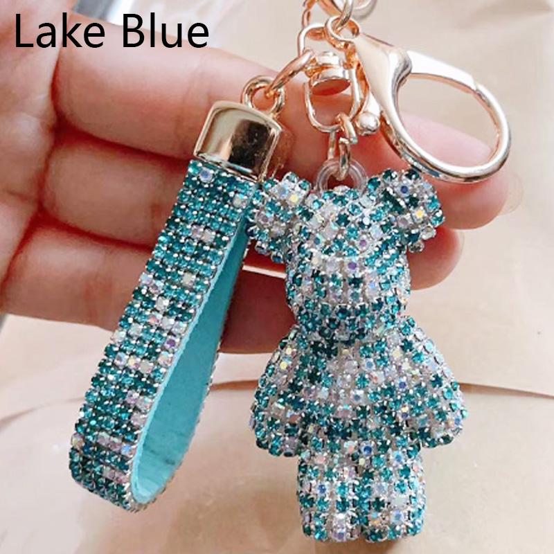 High Quality Animal Rhinestone Keychain Belt Car Key Box Pendant Luxury Rhinestone Bear Bag Keychain Women Bag Pendant Girl