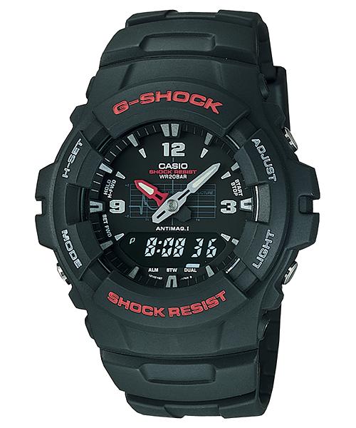 Casio G-SHOCK Men s Resin 200M Water Resistant Analog Shock Resistant Quartz Watch G-100-1BM чёрный