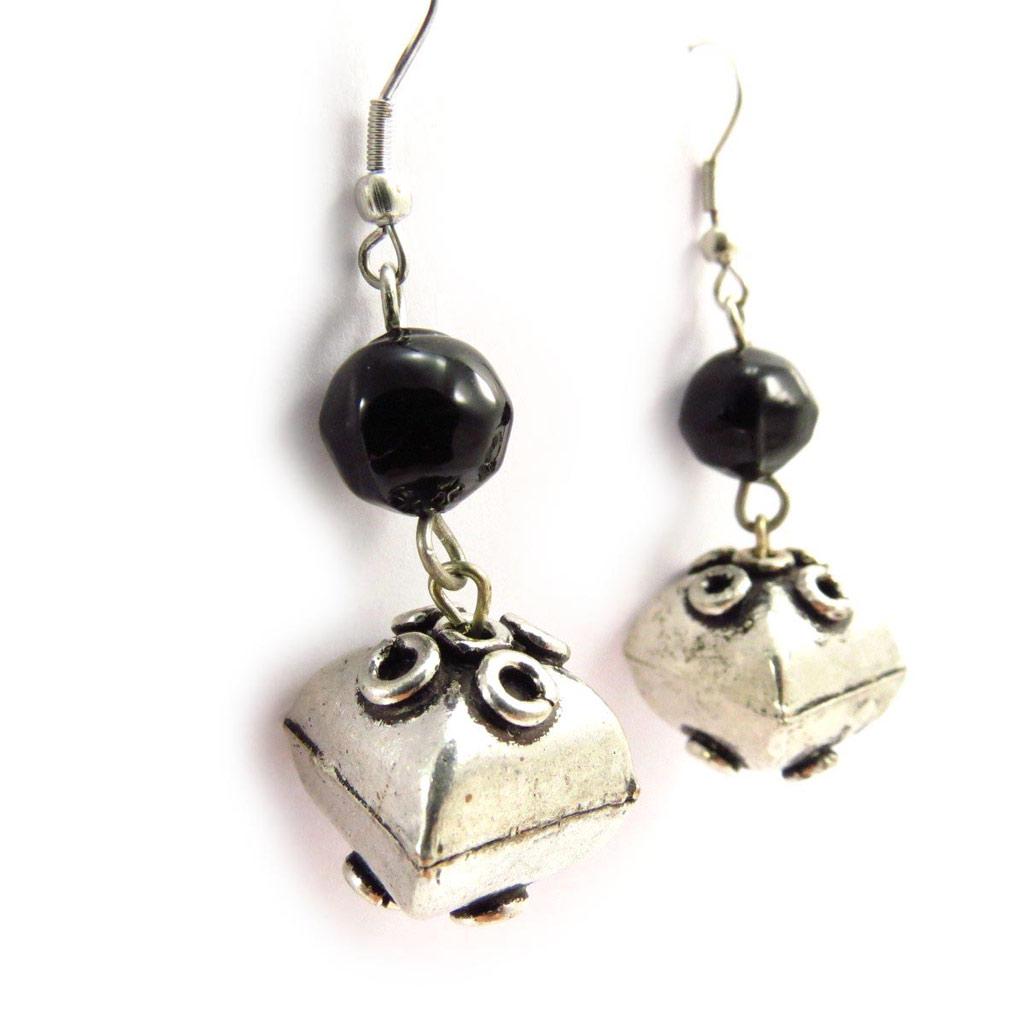 Les Trésors De Lily [J6773] - Designer Earrings 'Kilimanjaro' Black Silver