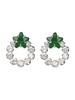 10k White Gold Green and Wreath May Kk134 [Four-Leaf Clover] Quartz, Zirconia, Star, Earrings, Birthstone, Women's