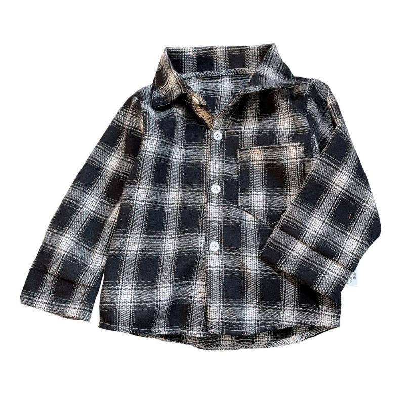 

Рубашка для мальчика с лацканами, с длинным рукавом, клетчатая рубашка, детская рубашка 110