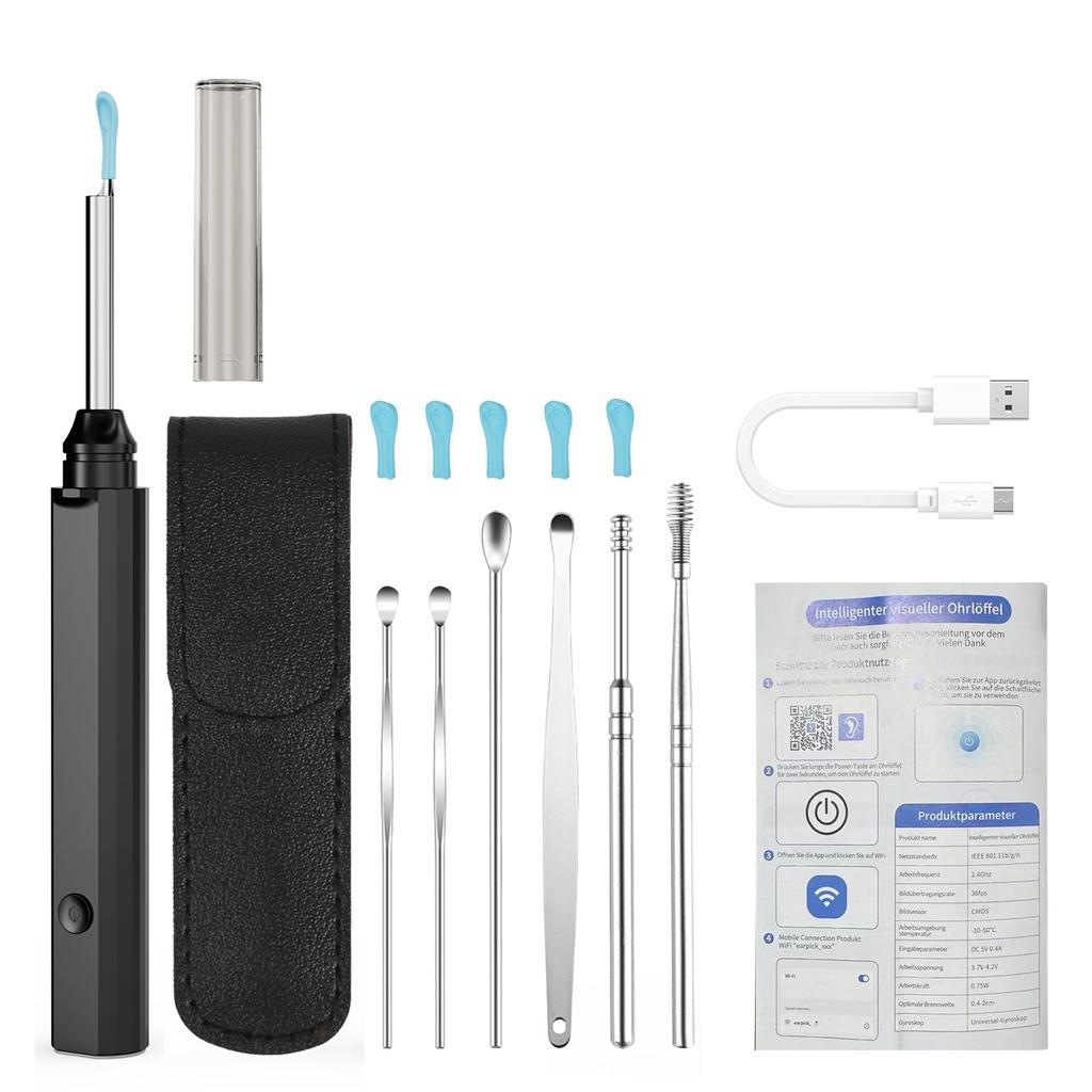 LED Lighted Ear Pick Spoon Ear Wax Cleaner with Soft Silicone Tip Rechargeable Electric Ear Pick for Family Check Ear