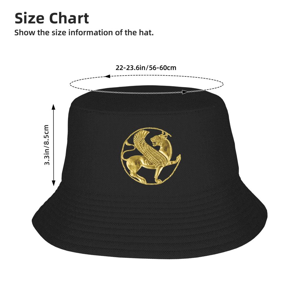 Unisex Persian Winged Lion  Bucket Hat  Portable Fisherman Hats Spring Casual Vacation Caps Outdoor Pattern Sun Hat
