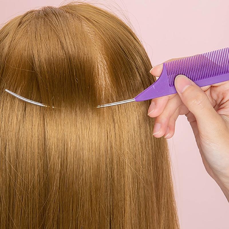 Professional Hair Parting Combs Carbon Fiber Pin Tail Combs With Metal Pin For Salon Styling Hairdressing Comb