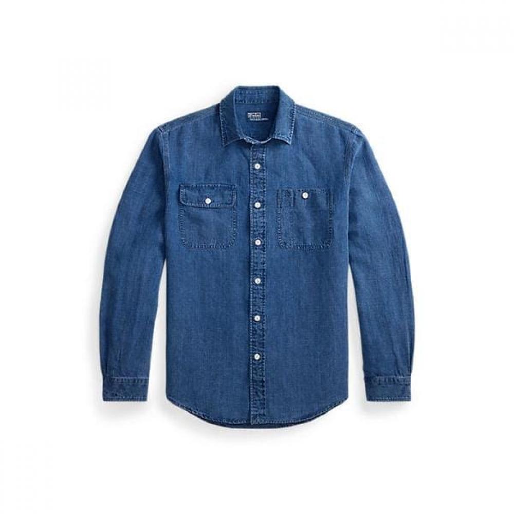 Polo Ralph Lauren Men S claSSic Fit Indigo Linen workShirt Mnpowov16825213400 S