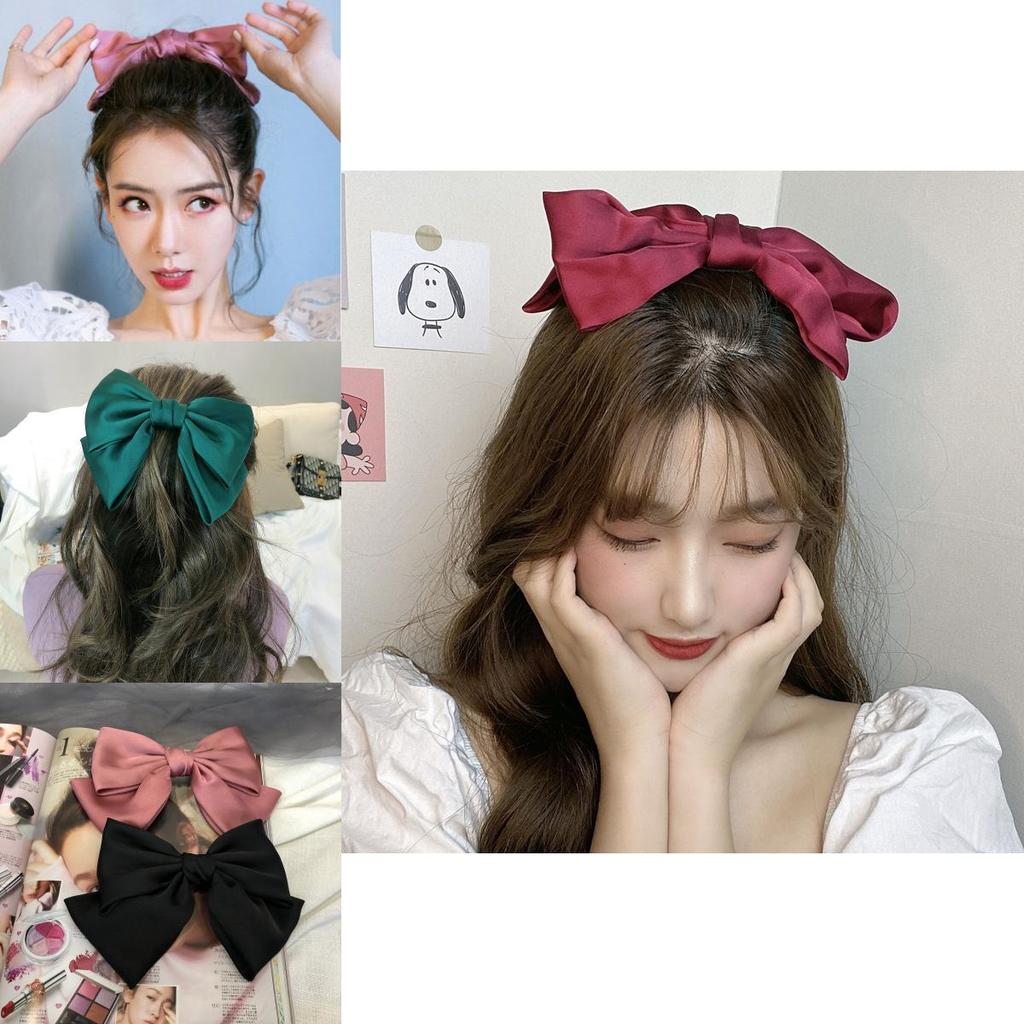 Chic Satin Ribbon Hairpins With Large Bow For Stylish Women And Girls