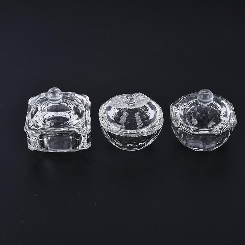 Verre Cristal Bol à Dappen Couvercle Porte-Gobelet Équipement Manucure Outil à Ongles