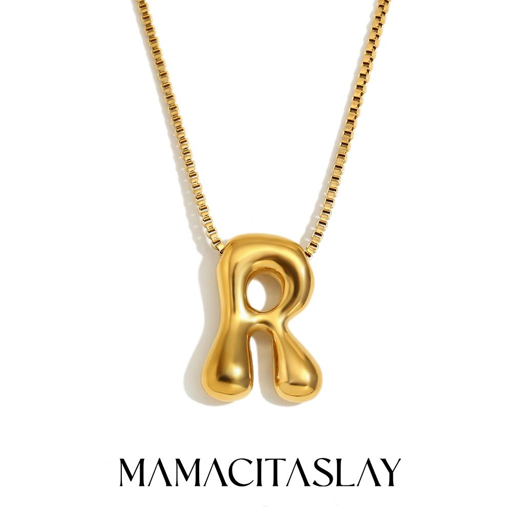 MamacitaSlay Creative 18K Gold Plated Stainless Steel Letter Pendant Necklace Party Waterproof jewelry Unisex Minimalist Gift
