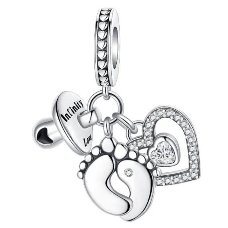 Sparkling Birthstone Charms Copper Heart Key Birthday Pendant Fit Original Necklace Bracelet Women Jewelry Diy Gift