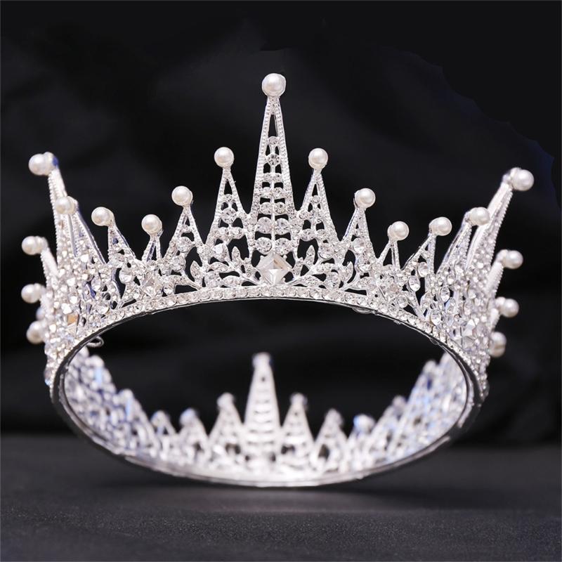 Adjustable Hair Accessory with Sparkling Stones Elegant Queen Crown Decoration Unique Wedding Hairband for Bride