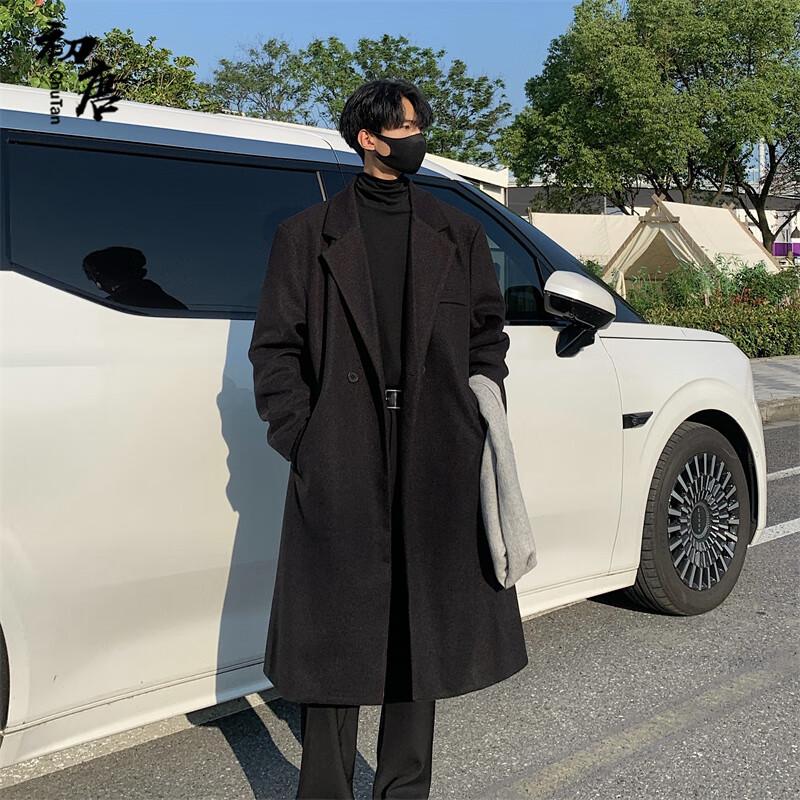 Мужской двубортный тренч средней длины 2XL