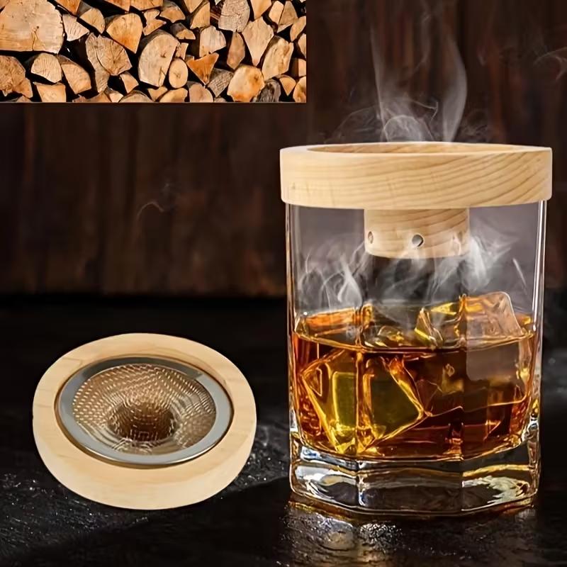 4-8pcs Wooden Smoker Kit for Cocktails Whiskey - Includes Wooden Smoked Wood Hood Whiskey Bottles and Accessories 5