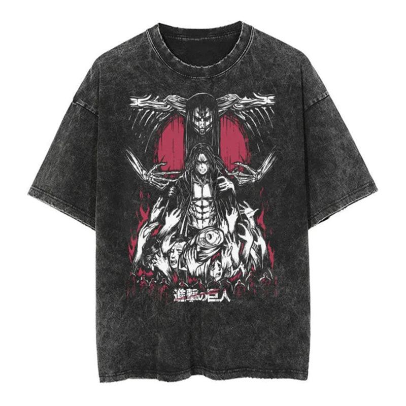 Cartoon Spell Battle Oversized Retro 3D Printed Loose Large Round Neck Cotton Short Sleeve T-Shirts Men’s