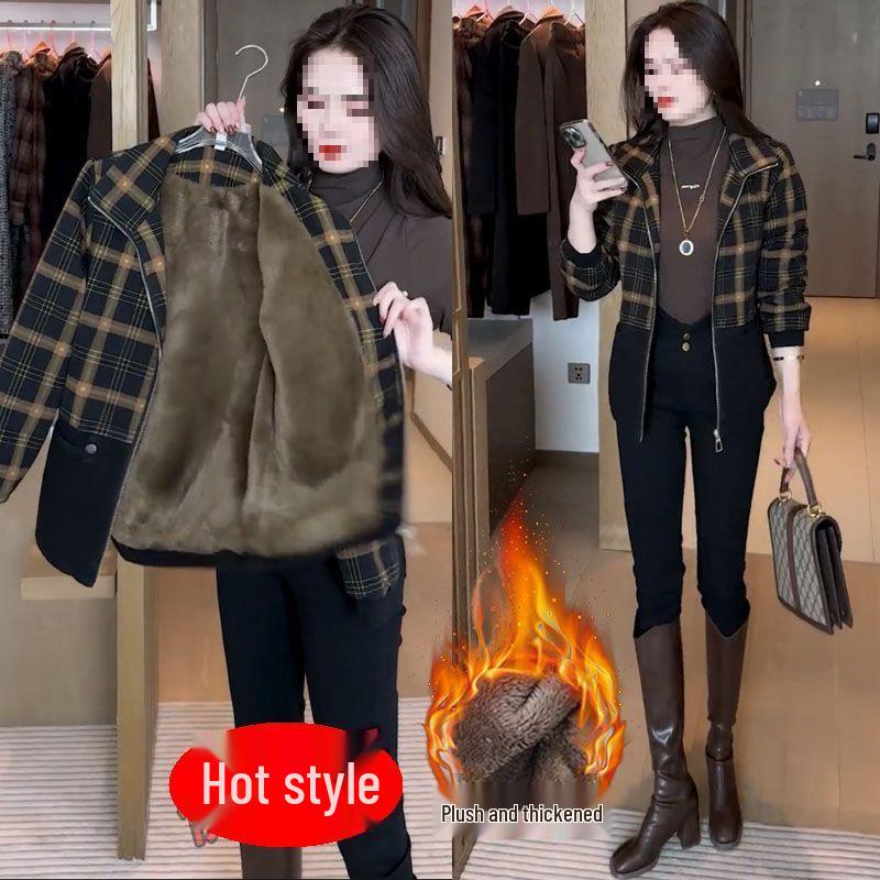 Winter 2025 Fashionable Casual Loose Fit Mother’s Top with Pocketed Jacket