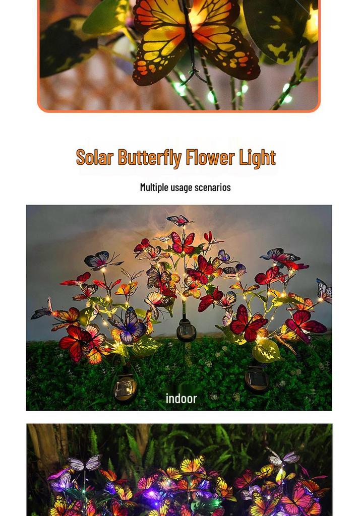 Solar LED Butterfly Flower Lantern: Outdoor Waterproof Ground Light for Courtyard and Square Decoration
