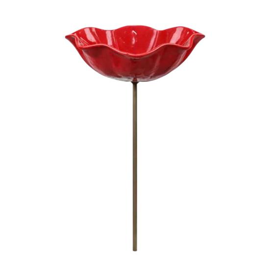 Bee Watering Station Outdoor Garden Bird Butterfly Bath Cups with Stake Handmade Metal Flower Shaped Bee Feeder for Outside Yard Decor