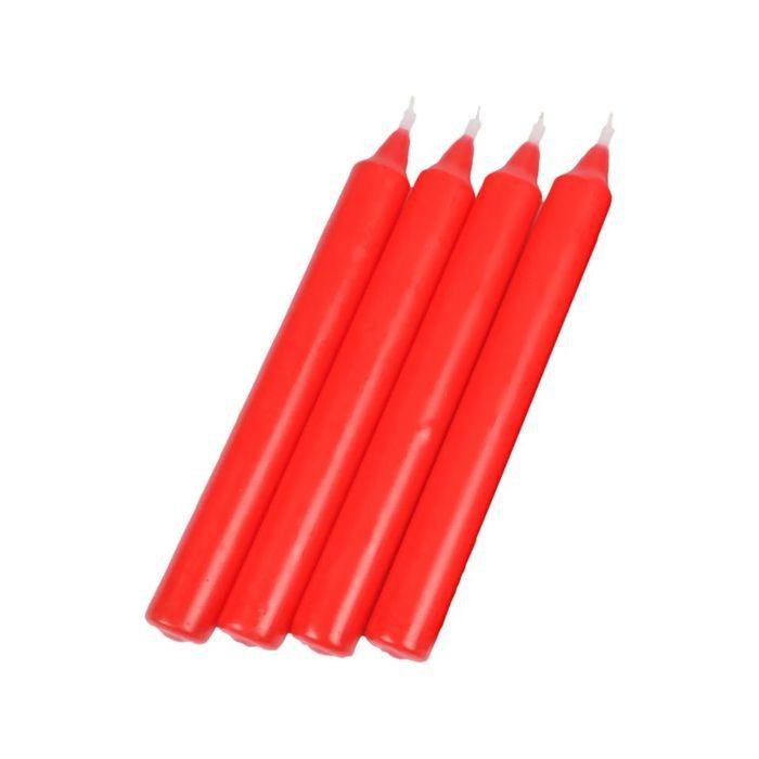 Lot de 4 bougies chandelier rouge