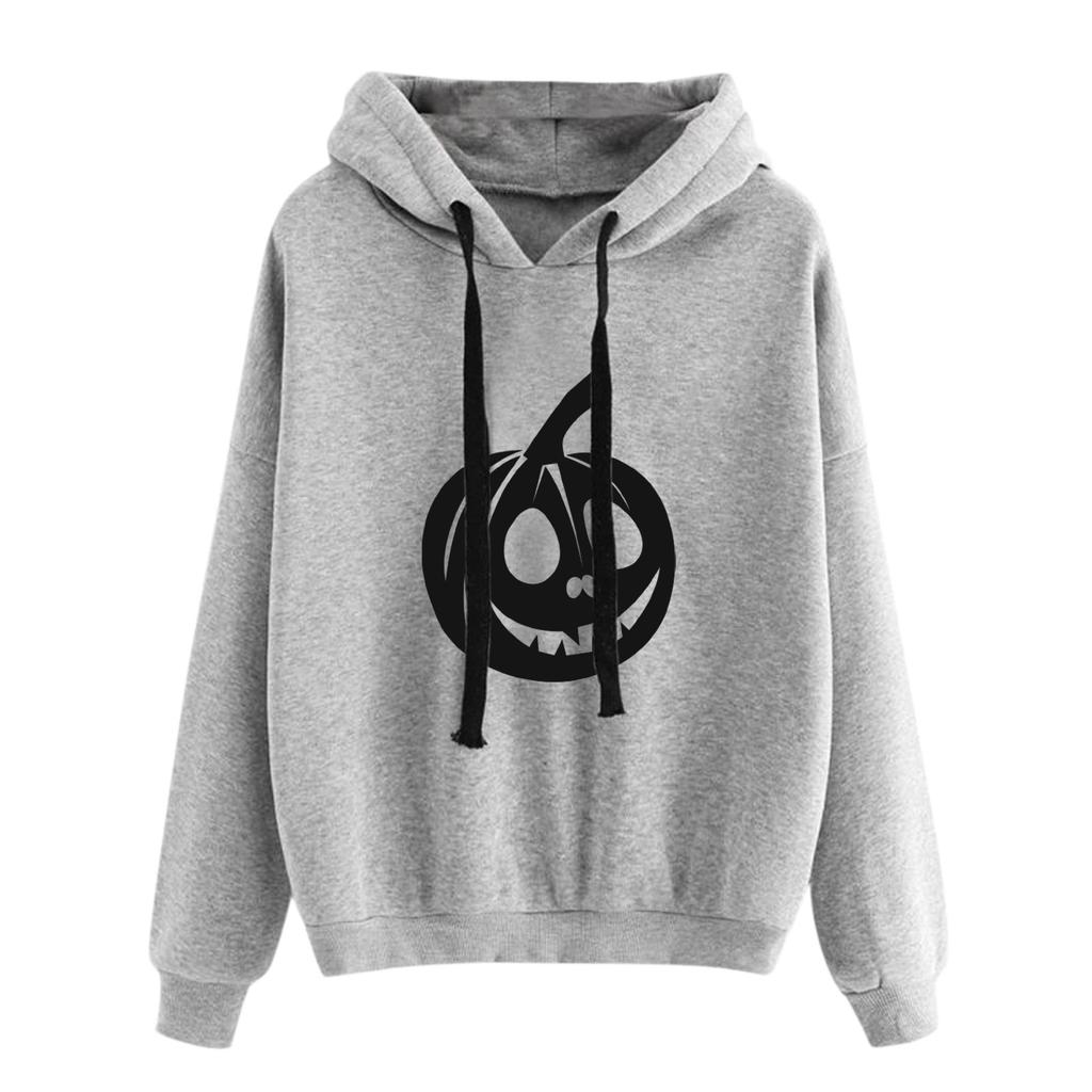 2025 Autumn and Winter New Halloween Pumpkin Fun Pattern Print Long Sleeve Pullover Hooded Sweater