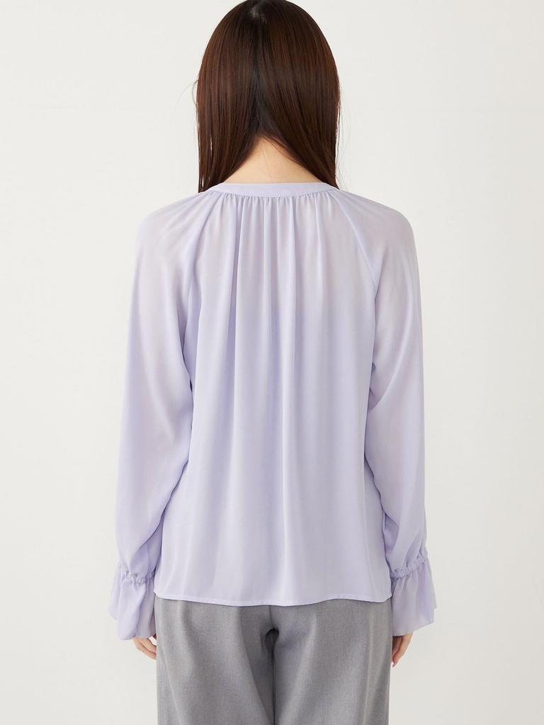 Ships Colors Women's Hand Washable 2-Way Front Ruffle Blouse, 221100028, Lavender, One Size