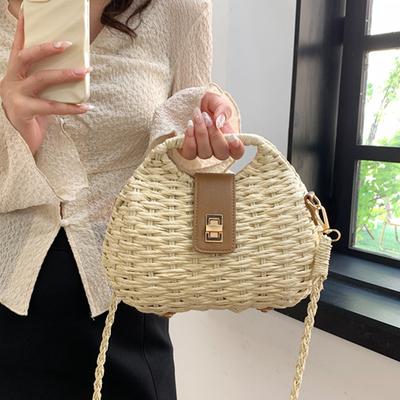 Women's Straw Beach Bag Wicker Shoulder Bag Crossbody Bag Small Feminine Luxury