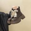 Fashion versatile retro British style platform Martin boots women's 2025 autumn and winter new contrasting color lace-up American round boots