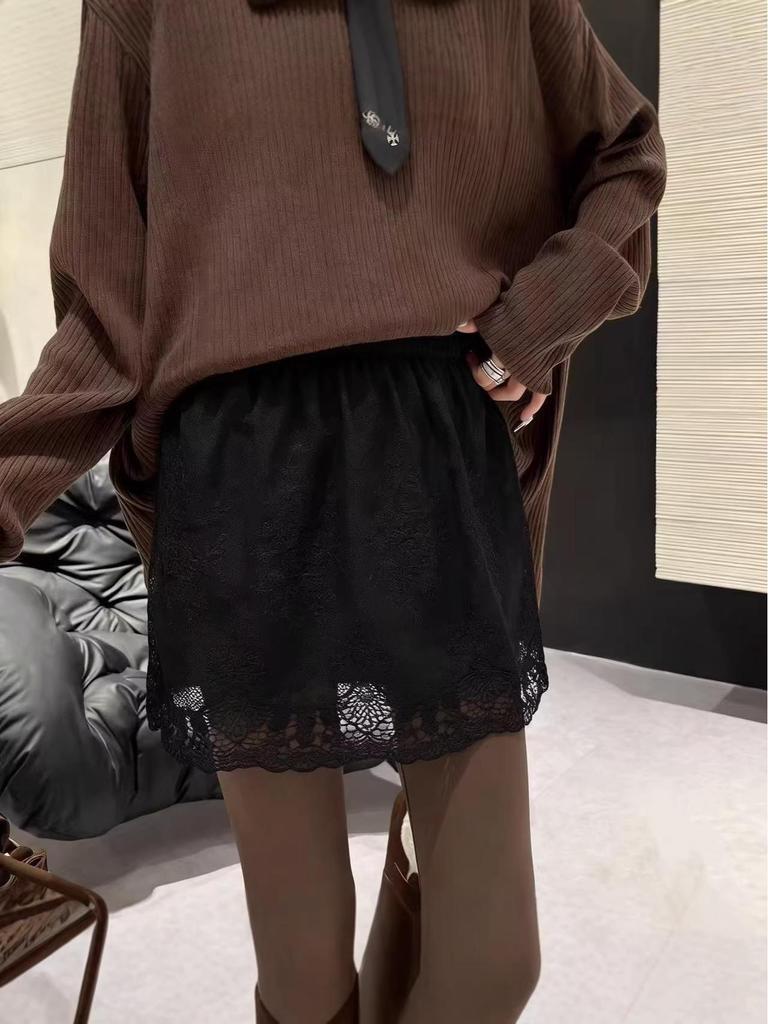 White Lace Ruffled A-line Skirt: Women's Slimming Mid-Waist, Romantic Layered Style, Plus Size Available