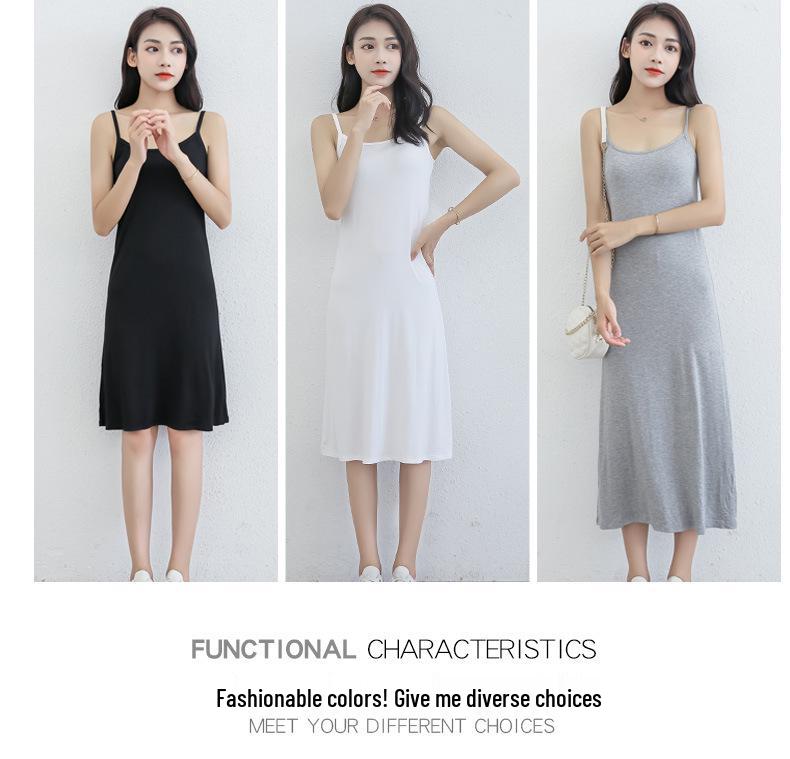 Women's 2025 Modal Long Camisole Dress: Summer Vest, Inner Layer Base, Black, for Spring and Autumn