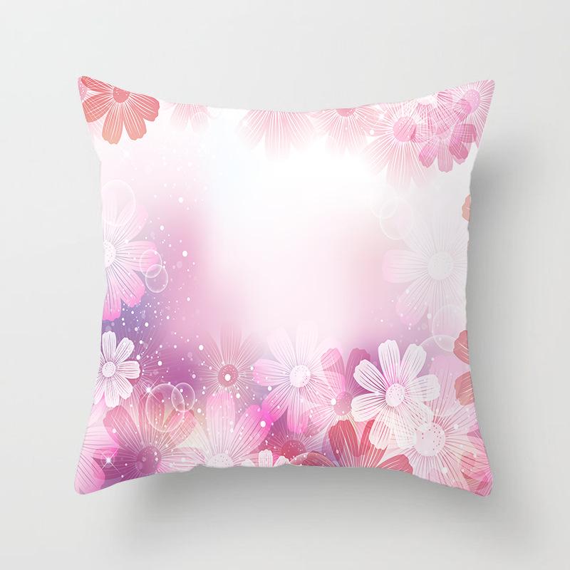 Peach Leather Velvet Fresh Pink Flower Pillowcase Home Sofa Pillow Cushion Cover Core-free