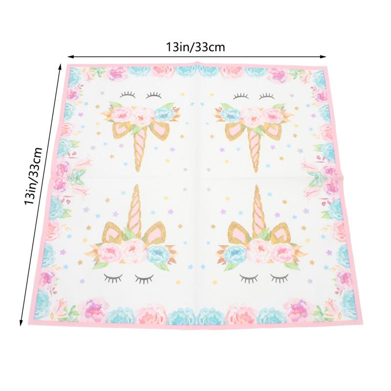 20 szt. Kreskówkowe serwetki papierowe do decoupage na stół z nadrukiem jednorożca na wesele, urodziny, artykuły imprezowe