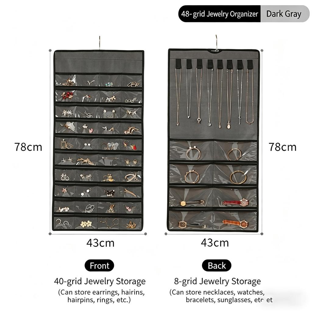 80/48 Pocket Jewelry Storage Roll, Double-sided Transparent Large-capacity Portable Pendant Bag Jewelry Organizer Storage Bag