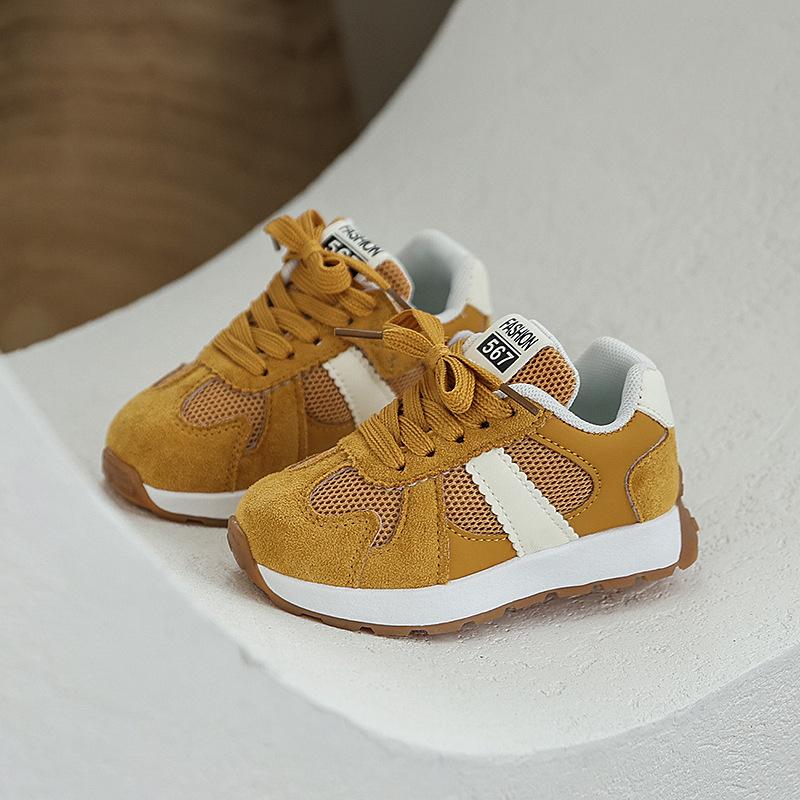 

Детские туфли «Декстер» из мягкой кожи, дышащие кроссовки «Форрест Гамп» из сетки, модная спортивная обувь на толстой подошве, универсальная повседневная обувь 30 жёлтый