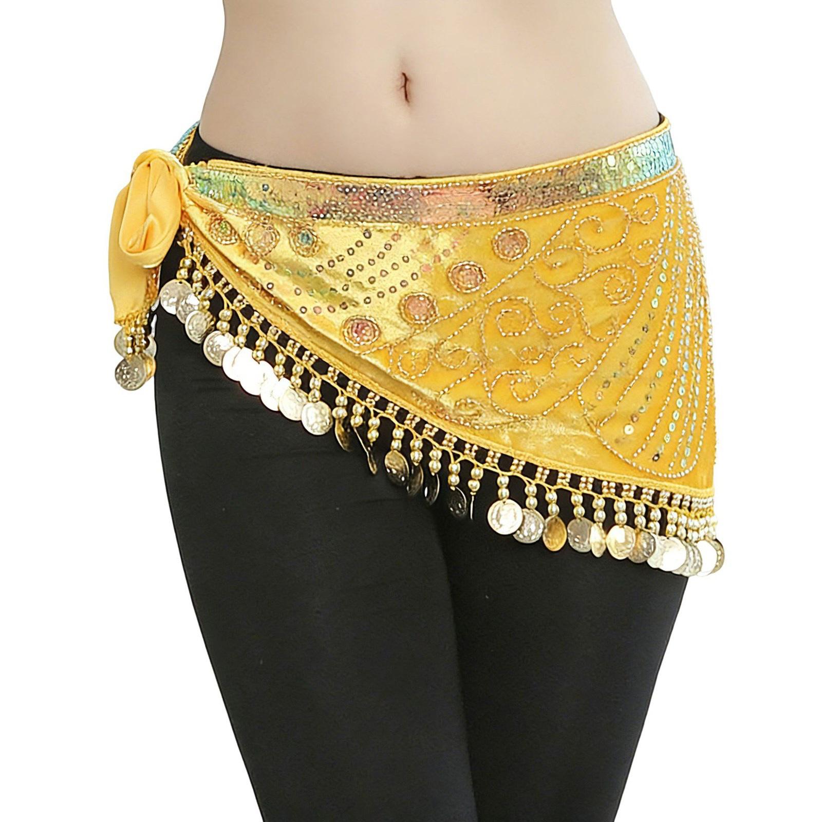 

Breathable Polyester Fabric Hip Scarf Belly Dancing Wrap Skirts Moisture Wicking and Warmth Comfort for Dancers жёлтый