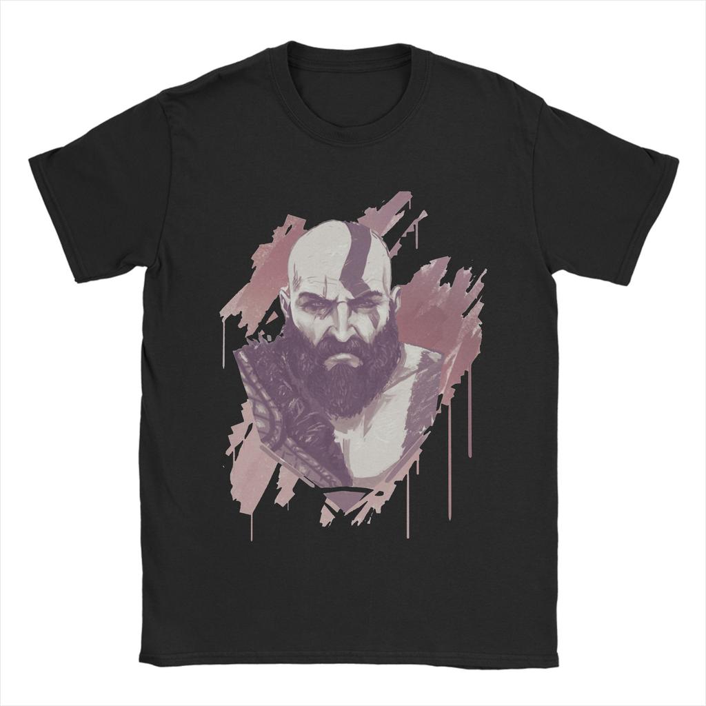 Self Art Gow T Shirts Unisexs Pure Cotton Novelty TShirt Round Neck God of War Kratos Tees Short Sleeve Tops Plus Size