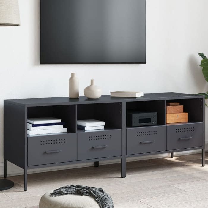 VidaXL Meubles TV 2 pcs, Armoires de Télévision avec Pieds, Supports Télé avec Rangement Salle de Séjour, Anthracite 843047
