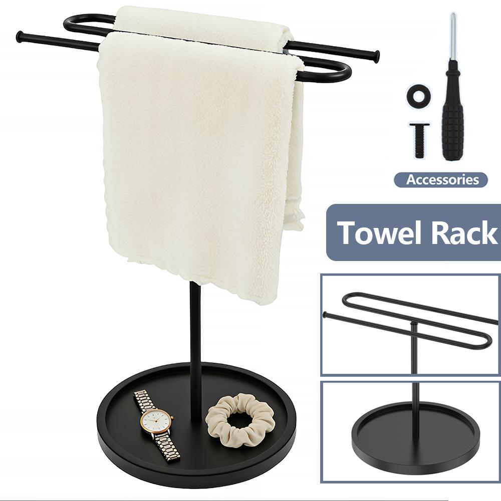 Hand Towel Holder Stand Metal S Shaped Standing Towel Rack with 7inch Stable Base Countertop Storage Rack for Bathroom Kitchen