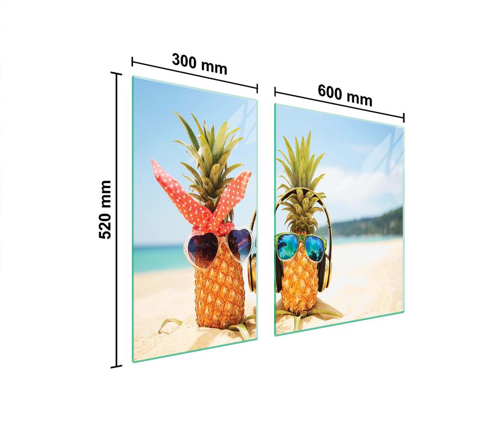 SZKLANA PŁYTA OCHRONNA NA KUCHENKĘ 90x52 ANANAS