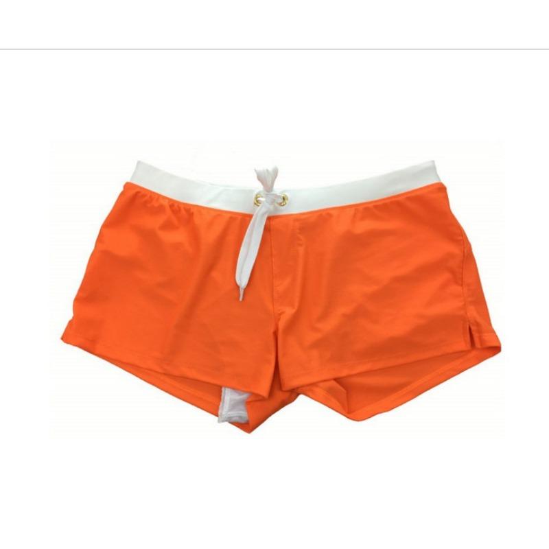 Men's solid color sexy and fashionable back pocket design, beach breathable quick-drying pants, boxer beach pants, swimming trunks.