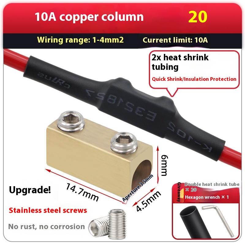 

1Set Pressure Free High Current Quick Terminal Block Brass Terminal Block With Heat Shrink Tubing Waterproof High Power Splitter