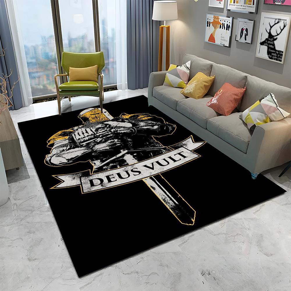 Rycerz Templariusz Krzyżowiec Gry Dywanik do Domu Salonu Sypialni Sofy Wycieraczka Dekoracja, Dywanik Obszarowy Antypoślizgowa Mata Podłogowa