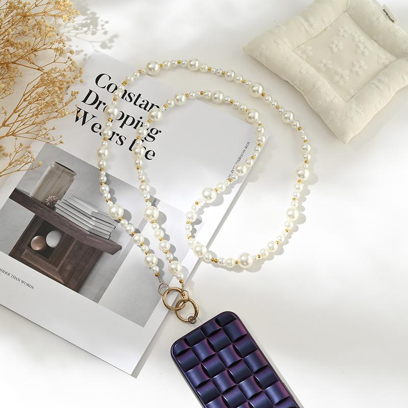 Korean Pearl Chain Stylish Accessories Phone Lanyard Beaded Charm Crossbody Bag Chain