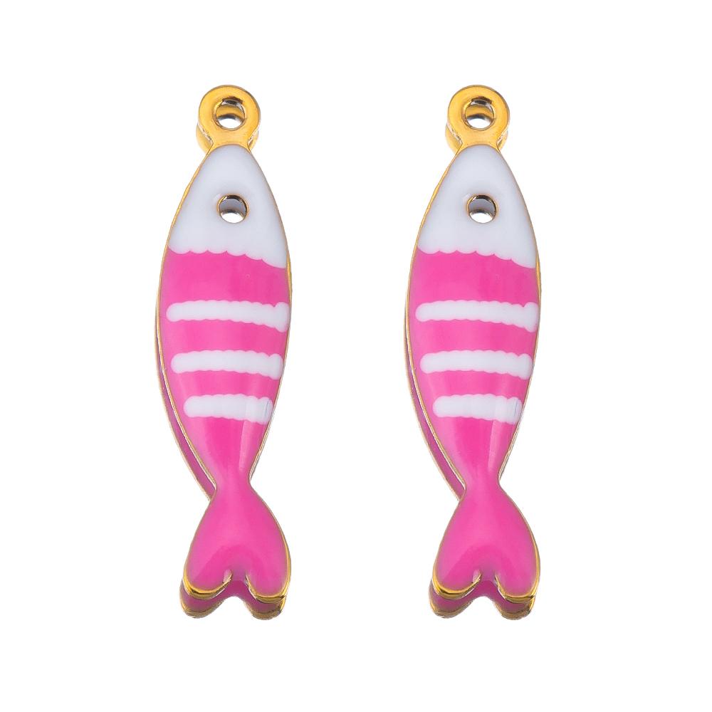 20pcs Stainless Steel Colorful Enamel Fish Charms Pendant Base DIY Ocean Necklace Earrings Jewelry Making Accessories Findings
