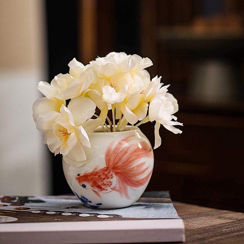 1PC Hand-Painted Small Vase Copperwort Green Dried Flower Arrangement Mini Ceramic Home Soft Furnishings Multi-Style