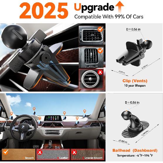 Beser for MagSafe Car Charger Mount, 15W Magnetic Wireless Qi Charger & Phone Holder, Dashboard/Vent Mount for iPhone 16/15/14/13/12 Mini Pro Max,