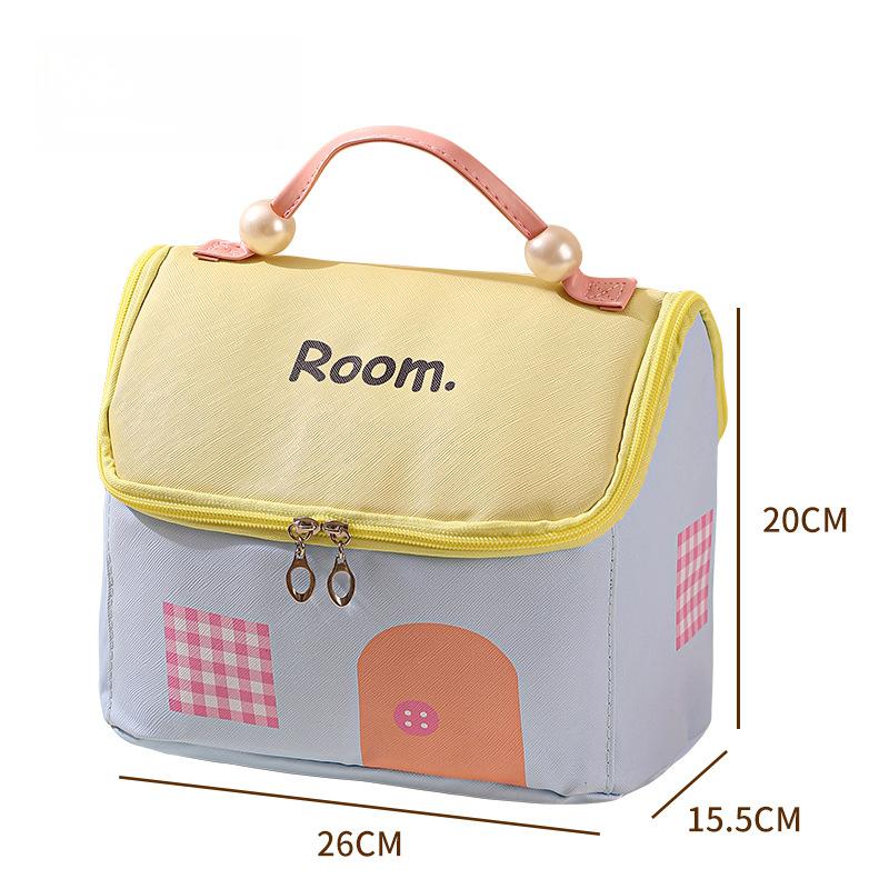 Cute Waterproof Large Capacity Makeup Bag Handheld Portable Toiletry Organizer for Cosmetics Miscellaneous Items Daily Use